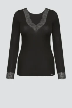Shirt aus Modal mit Spitze